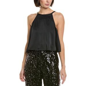 Lapointe Womens  Lightweight Satin Cami Shirt, Black